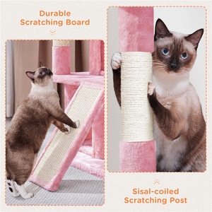 Yaheetech 91cm Cat Tree with Double Condos - Pink by Yaheetech