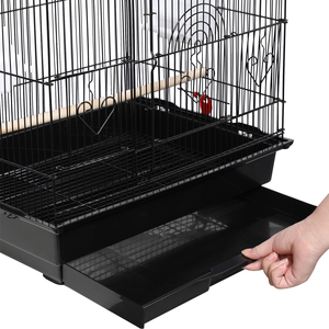 Open Top Metal Bird Cage with Feeders - Black by Yaheetech