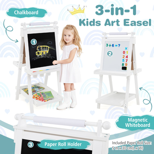 3-in-1 Kids Double-sided Art Easel - White by Costway