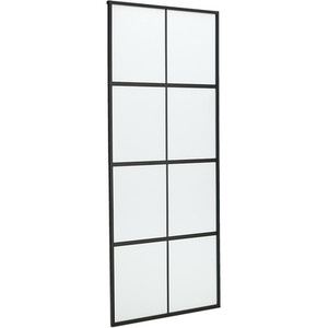 8 Lites Glass Black Barn Door with Sliding Hardware Kit by Livingandhome