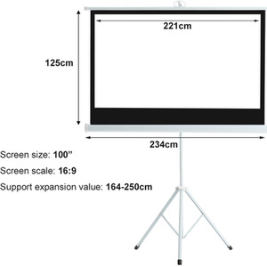 Portable Projector Screen with Metal Tripod Stand - White / 100 Inches by Livingandhome