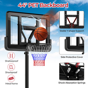5.5-10FT Portable Basketball Hoop Basketball Goal System - Black by Costway