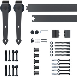 HOMCOM Sliding Barn Wood Door Kits - Brown by HOMCOM