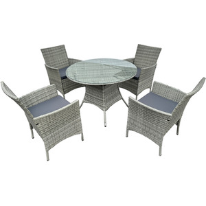 5PC Rattan Dining Garden Set - Grey by Comfy Living