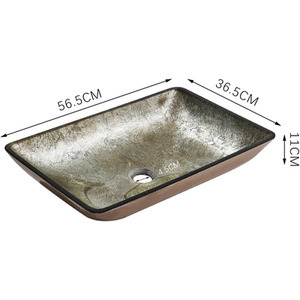 Tempered Glass Bathroom Sink with Unique Pattern - Gold by Livingandhome