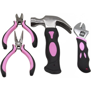 Pink Tool Kit DIY 25pcs Set Includes Hammer, Pliers, Screwdrivers, Bag - Pink by HyFive