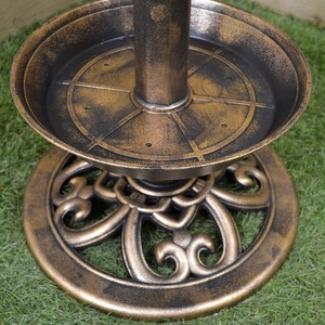 Bronze Effect Resin Garden Bird Bath and Table with Solar Light - Bronze by Samuel Alexander