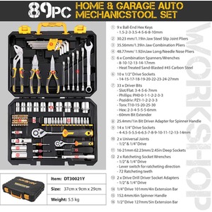 89 Piece Auto Car Mechanics Sockets and Spanners Kit - Yellow by Hi-Spec