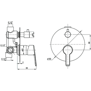 Concealed Shower Tap HandshowerRainfall Switch Matte Black Galvanised Brass - Black by deante