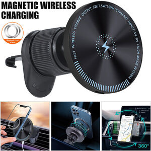 MagSafe Compatible Magnetic Wireless Car Charger Mount - Black