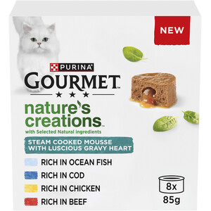 Pack of 8 Gourmet Nature Gravy Heart Cat Food - Brown by Purina