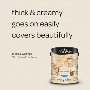 Crown Walls and Ceilings Mid Sheen Emulsion - Antique Cream / 5l by Crown Paints