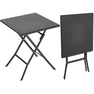 Foldable Camping Table with Rattan Effect - Black by Livingandhome