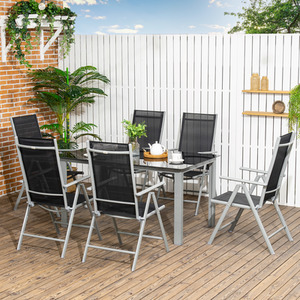 Outsunny 7 Piece Garden Dining Set, Table and 6 Folding Chair - Black by Outsunny