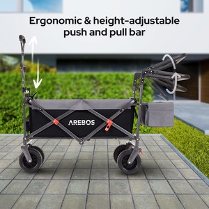 Folding Handcart with Roof, Luxury Handcart - Black by Arebos