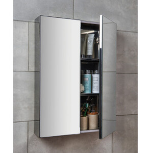 Kensington Bathroom Mirror Two Door Cabinet - Silver