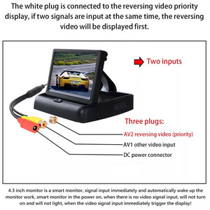 Folding Rear View Reversing Camera Kit - Black