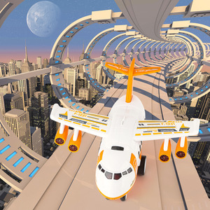 Transport Cargo Airplane Simulated City Race Track Car Toys Set
