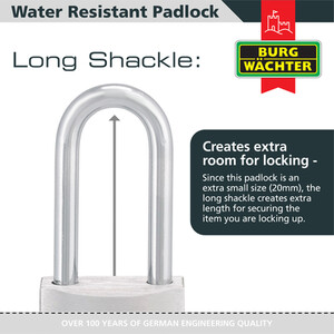 Pack of 2 Long Shackle Aluminium 20mm Padlocks - Silver by Burg-Wachter
