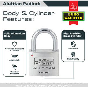 Pack of 2 Alutitan Aluminium Padlocks - Silver / 40mm by Burg-Wachter