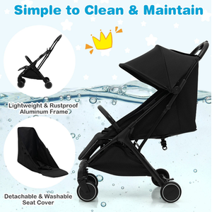 Baby Stroller with Detachable Seat Cover - Black by Costway