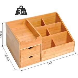 HOMCOM Bamboo Desktop Organiser - Natural by HOMCOM
