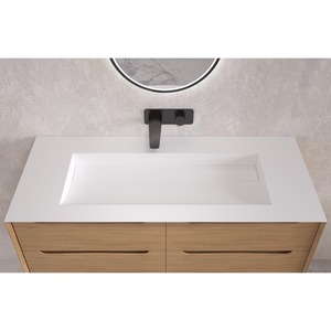 Barcelona Matt Stone Double Vanity Sink - White by Fino Stone
