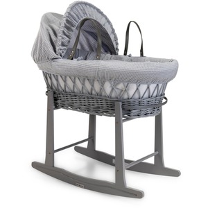 Waffle Grey Wicker Moses Basket - Grey by Clair de Lune