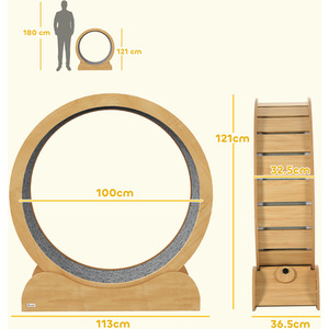 PawHut Cat Treadmill, Wooden Cat Exercise Wheel with Carpeted Runway by PawHut