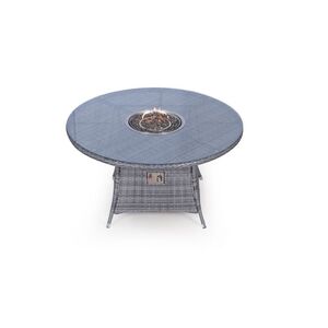 Arizona Fire Pit Round Rattan Patio Dining Set - Grey / 6 by Giardino