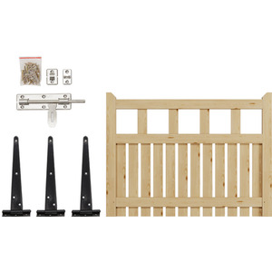 Spruce Wood Garden Fence Gate with Raised Sides by Livingandhome