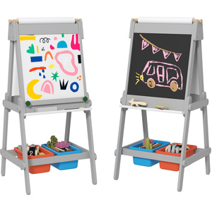 AIYAPLAY Double Sided Art Easel for Kids with Paper Roll - Grey by AIYAPLAY