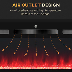 HOMCOM Recessed and Wall Mounted Electric Fireplace with Remote - Black by HOMCOM