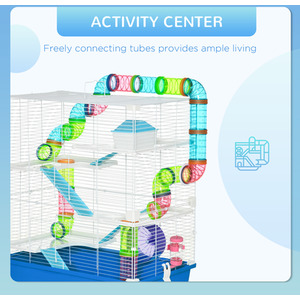 PawHut Large Pet House Cage with Tunnel Tube - Blue by PawHut