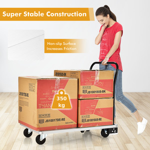 Folding Alloy Platform Cart - White by Costway