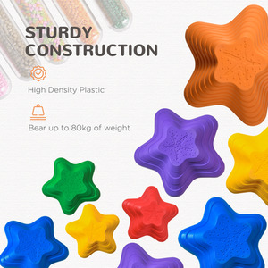 Outsunny Kids Balance Stepping Stones Non-slip Obstacle Course - Multi-coloured / 23L x 23W x 4H cm(small), 33L x 33W x 7.5H cm(medium), 36.5L x 36.5W x 16H cm(big) by Outsunny