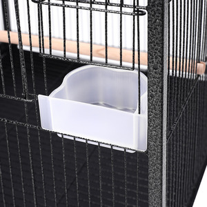 Movable Open-Style Metal Bird Cage with Arched Top - Black by Livingandhome