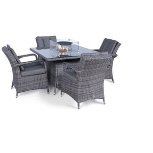 Arizona Fire Pit Square Rattan Patio Dining Set - Grey / 4 by Giardino