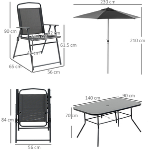 Outsunny 8 Pieces Garden Furniture Set with Parasol Folding Chairs by Outsunny