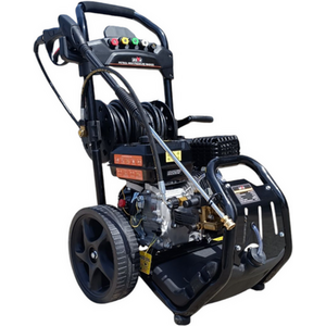 Petrol Pressure Washer 20M Hose 3950PSI 275Bar 5 Nozzles - Black by Bison