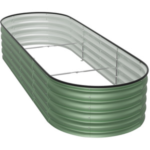 Silver Galvanized Steel Oval Raised Garden Bed by Livingandhome