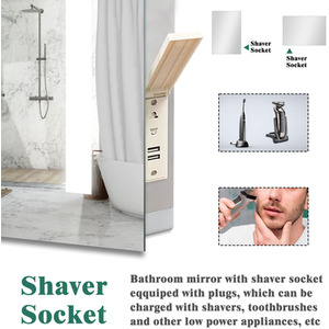 LED Bathroom Mirror with Socket, Dimmable by AicaBathroom