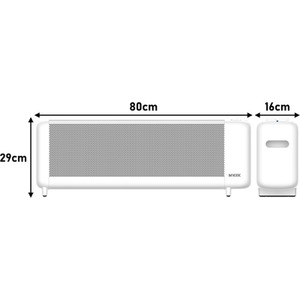 Low Level Heater Mica Radiator Advanced Thermostat Control 2Kw - White by Mylek