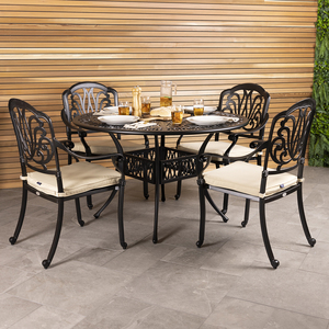 Premium Furniture Cast Aluminium 4 Seater Outdoor Dining Set - Black by Charles Bentley