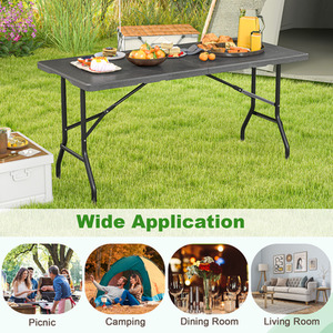 152 cm Portable Folding Picnic Table - Black by Costway
