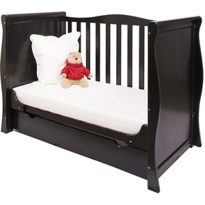Willow Black Sleigh Mini Cot Bed with Drawer - Black by Viculii