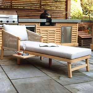 Roma Rope Sun Lounger with Side Table - Beige by Royalcraft