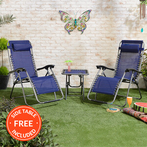 Active Sport Zero-Gravity Chairs with Table Set - Blue by Active Sport