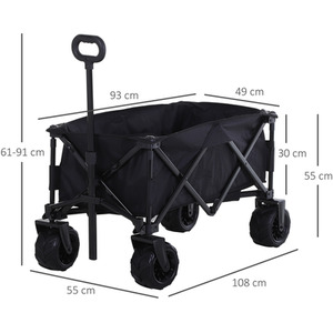 Outsunny Outdoor Pull Cart Folding Cargo Wagon - Black by Outsunny