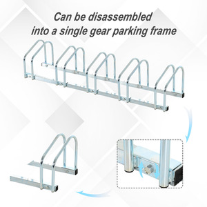 HOMCOM Bike Stand Parking Rack 2022 - Silver / 145L x 33W x 27H cm by HOMCOM